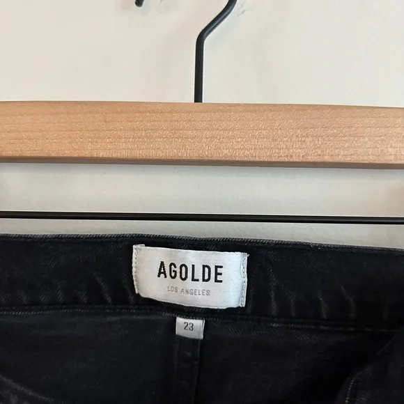 AGOLDE Riley High Rise Straight - Black - Size 23